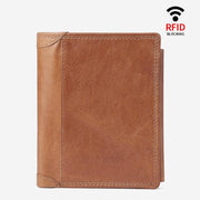 Tir-Fold RFID Genuine Leather Luxury Business Short Wallet
