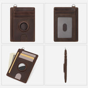 Genuine Leather Card Case RFID Airtag Tracking Protective Card Holder
