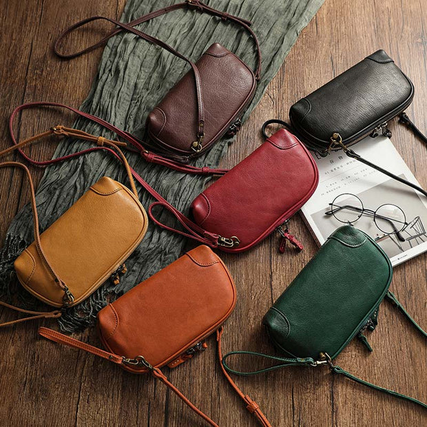 Multi-pocket Purses for Women Retro Leather Mini Crossbody Bag Clutch