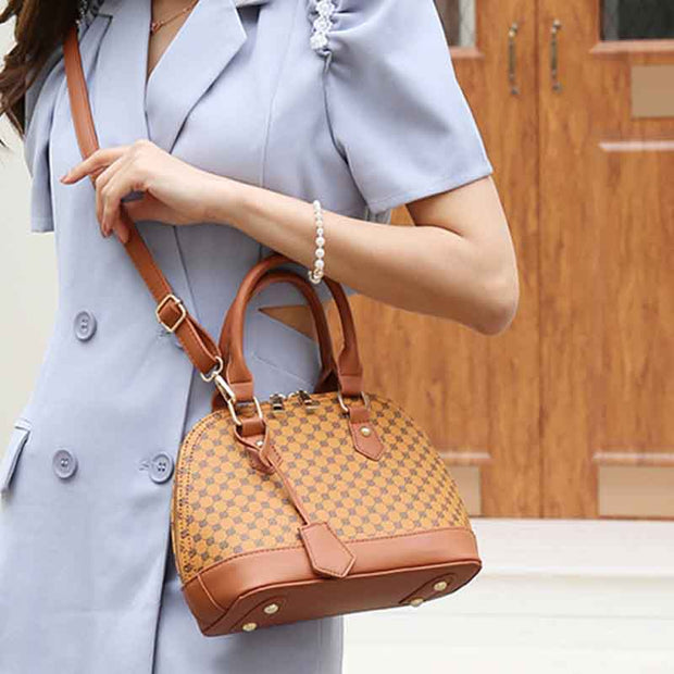 Geometric Printing Top Handbag For Lady Seashell Shape Crossbody Bag