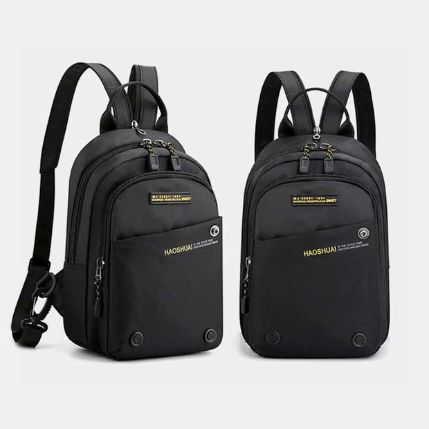 Sling Bag for Men Casual Waterproof Adjustable Zipper Straps Backpack
