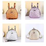 Triple Compartment Mini Backpack Kisslock Zipper Daypack Fashion Party Purses Handbags