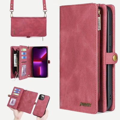 2 IN 1 Phone Bag Wallet Case for iPhone with Crossbody Strap