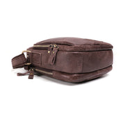 Men's Genuine Leather Triple Zip Classic Crossbody Bag