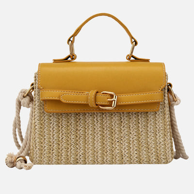 Beach Bag for Women Simple Portable Straw Square Crossbody Handbag