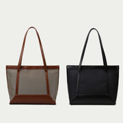 Large Capacity Tote Bag Durable PU Leather Shoulder Handbag