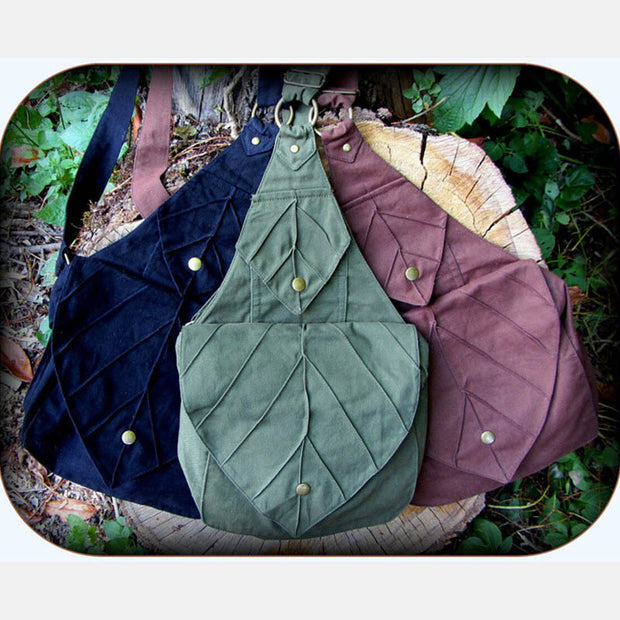 Leaf Shape One Shoulder Backpack Bookbag Canvas Crossbody Bag Messenger Purse