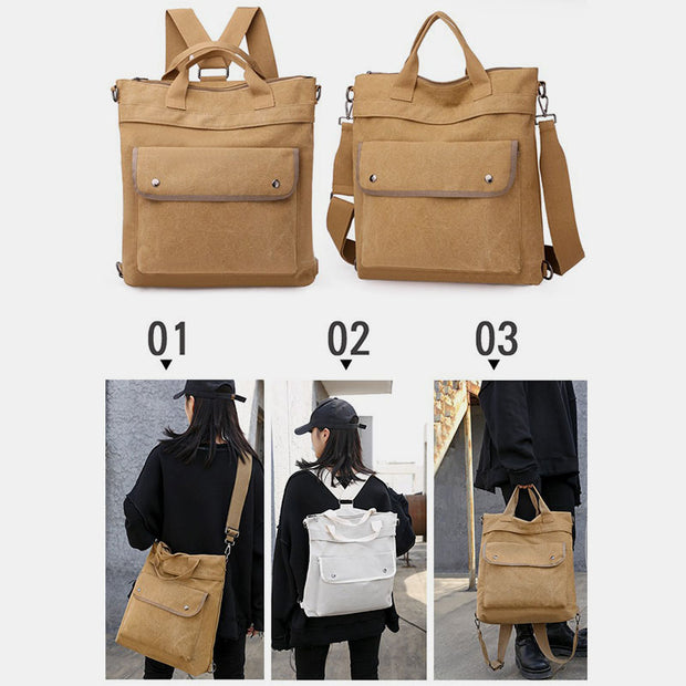 Multifunctional Large Capacity Canvas Handbag Backpack for Women Men Crossbody Shoulder Bag
