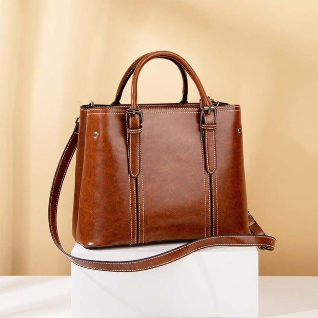 Classic PU Leather Crossbody Shoulder Bag Tote Top Handle Satchel Handbag