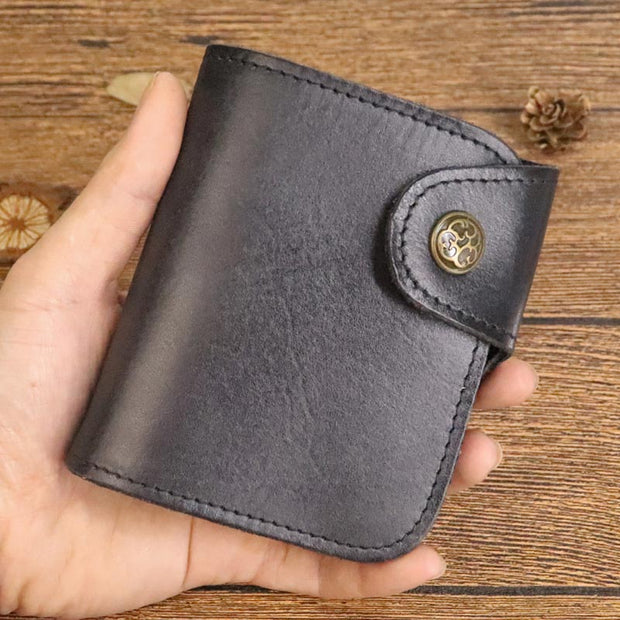 Vintage Leather Short Wallet Small Roomy Wallet Card Holder for Men