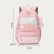 Backpack For Women Plaid Pattern Bright Color Simple Schoolbag