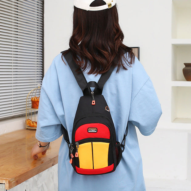 Mini Shoulder Backpack Colorblock Crossbody Sling Bag Daypack for Women Men