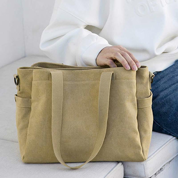 Triple Compartment Tote Travel Shopping Canvas Bags Purses