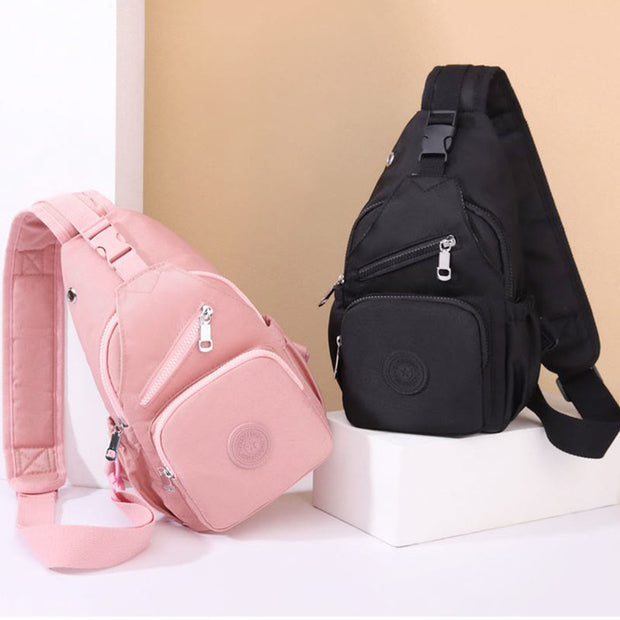 Sling Bag for Women Multi-Pocket Waterproof Canvas Daily Shopping Backpack