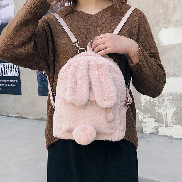 Cute Plush Backpack Daypack for Women Girls with Rabbit's Ear