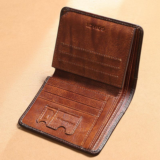Genuine Leather RFID Multi-Card Bifold Wallet