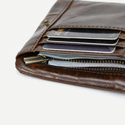 Retro Men's Leather Wallet Bifold Design Slim Holder 6-10 Cards