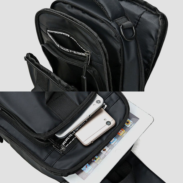 Waterproof Large Capacity Multi-Carry Sling Bag With USB Charging Port