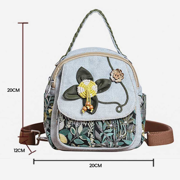 3 Way-Use Large Capacity Ethnic Style Floral Backpack