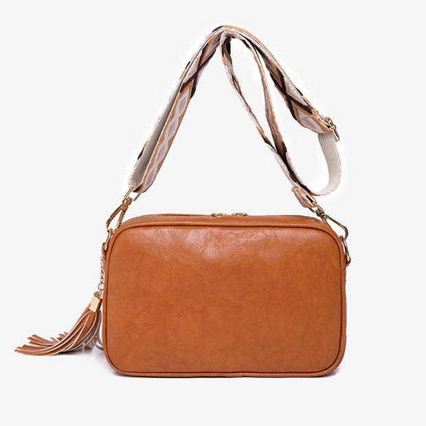 PU Leather Crossbody Bag for Women Fashion Tassel Shoulder Bag Purse
