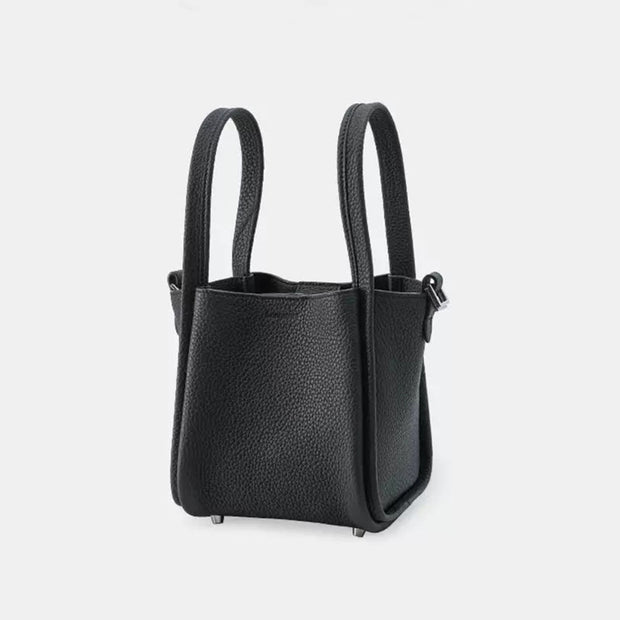 Handbag for Women Genuine Leather Minimalist Bucket Shopping Shoulder Bag