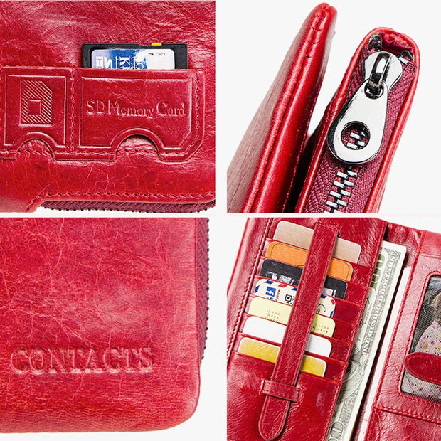 Multi-Slot Overflow Resistant Vintage Long Wallet