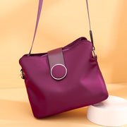 Triple Compartment Nylon Purse For Women Solid Color Crossbody Bag