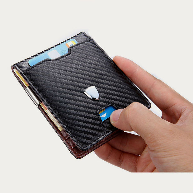 Minimalist Multi-Slot Bifold Card Holder RFID Blocking Wallet with Cash Clip