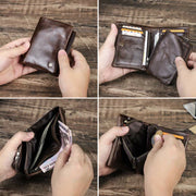 Mens RIFD Blocking Soft Leather Wallet with Detachable Coin Purse