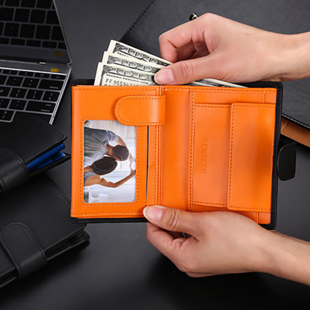 Genuine Leather RFID Blocking Small Wallet Card Case Purse