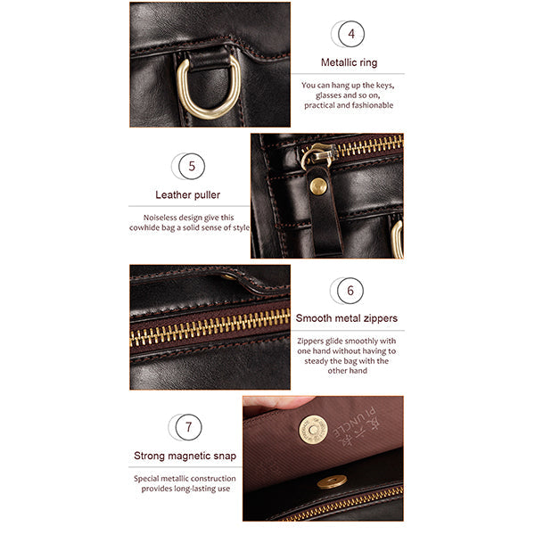 Genuine Leather Crossbody Bag Vintage Messenger Handbag for Men