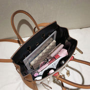 Women Leather Top Handle Shoulder Tote Handbag with Crossbody Strap