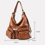 2 Way-Use Multi-Pocket Large Capacity Vintage Backpack Shoulder Bag