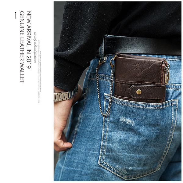 Limited Stock: Genuine Leather Anti-theft Retro Wallet With Chain