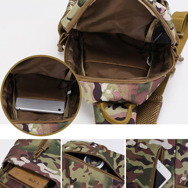 Large-Capacity Waterproof Sling Bag Shoulder Bag with USB Charging Port