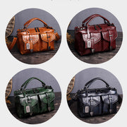 Top-Handle Bag For Women Wax PU Leather Retro Crossbody Bag