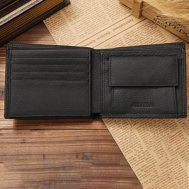 Genuine Leather Large Capacity Vintage Trifold Wallet