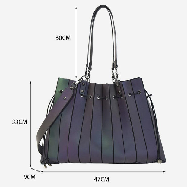 Large Capacity Luminous Drawstring Handbag Shoulder Bag Foldable Tote Bag