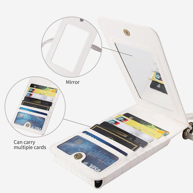 Multi-Slot Elegant Crossbody Phone Bag With Mirror