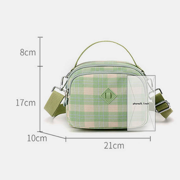 3 Layer Crossbody Bag for Women Lightweight Plaid Printed Shoulder Bag