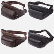 Waist Bag For Men Cowhide Soft Leather Crossbody Chest Bag