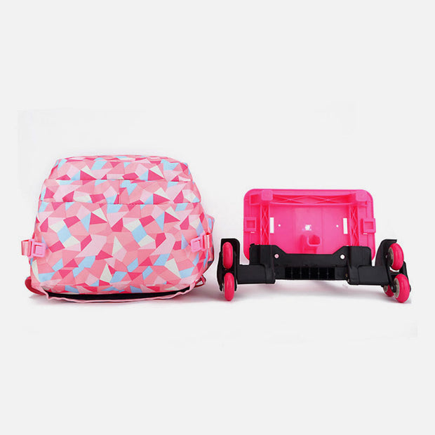 Rolling Wheels School Bag For Girls Colorful Printing Backpack