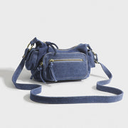 Solid Color Shoulder Bag For Women Minimalist Denim Crossbody Bag