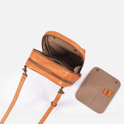 Multi-Slot Crossbody Bag Retro Oil Wax PU Leather Shoulder Bag