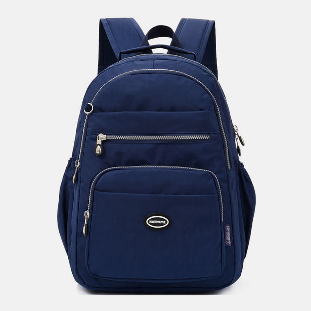 Multi-Pocket Nylon Backpack Lightweight Casual Travel Daypack for Women