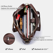 Multifunctional Genuine Leather Laptop Briefcase