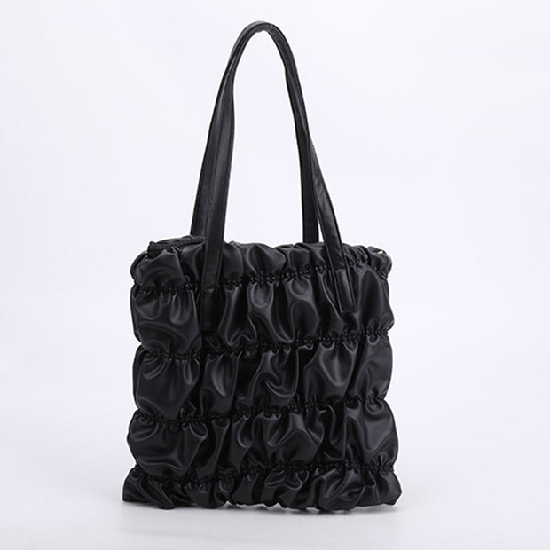 Pleated Tote Commuter Purse For Women Vegan Leather Underarm Bag
