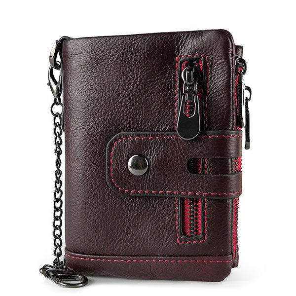 Genuine Leather Anti-theft RFID Wallet With Chain