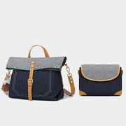 Women 2Pcs Denim Handbag Set Fashion Crossbody Bag Set