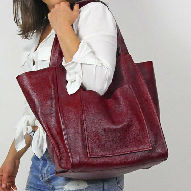 Vintage Leather Tote Multipurpose Shoulder Handbag Laptop Bag Fits 14" Laptop